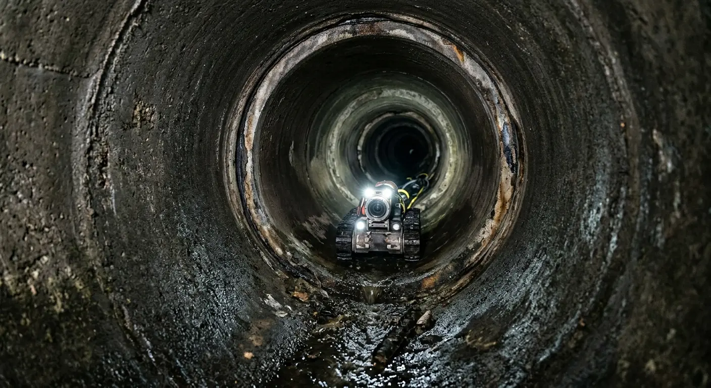 Robotic sewer camera inspecting pipe interior for Sewer Line Repair in Old Orchard Beach